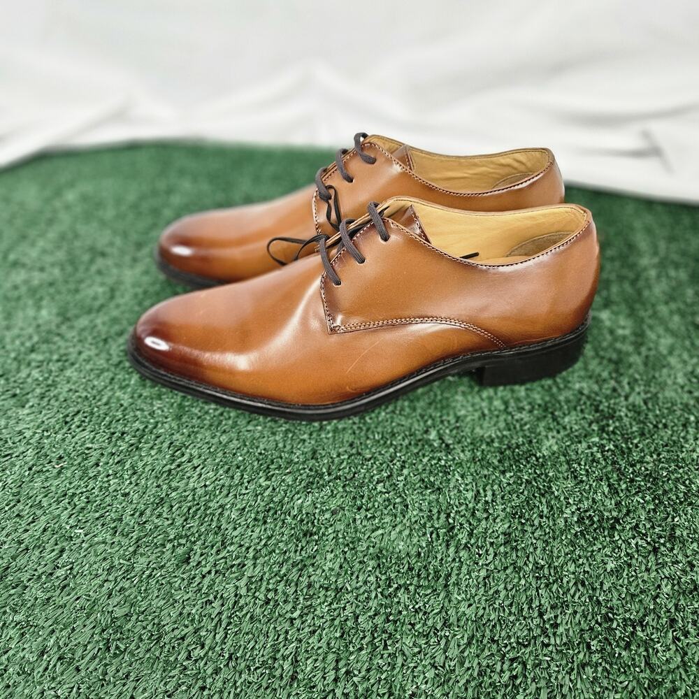 EXPRESS Brown Finished Leather Plain Toe Oxfords … - image 5